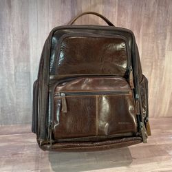 Jack Georges Brown Leather Voyager Tech Backpack #7527