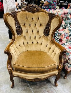Victorian Eastlake-style carved walnut parlor chair,