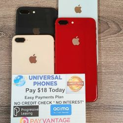 Apple IPhone 8 Plus  64gb  UNLOCKED- 90 DAYS WARRANTY-$1 DOWN- NO CREDIT NEEDED