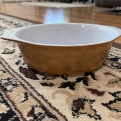 PYREX Early American Brown & Gold 045 2.5qt Oval Casserole Dish w/ Handles
