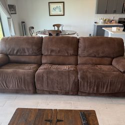 Brown Electric Reclining Couch 