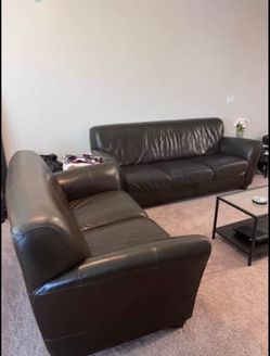 Dark Brown Leather Sectional Sofa Set