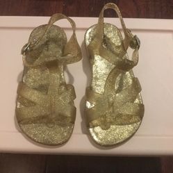 Old Navy Glitter Gold Jelly Bean Sandals Toddler Size 10