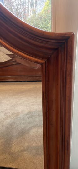 Cherry  Finish Wooden Mirror . Beveled Glass. 