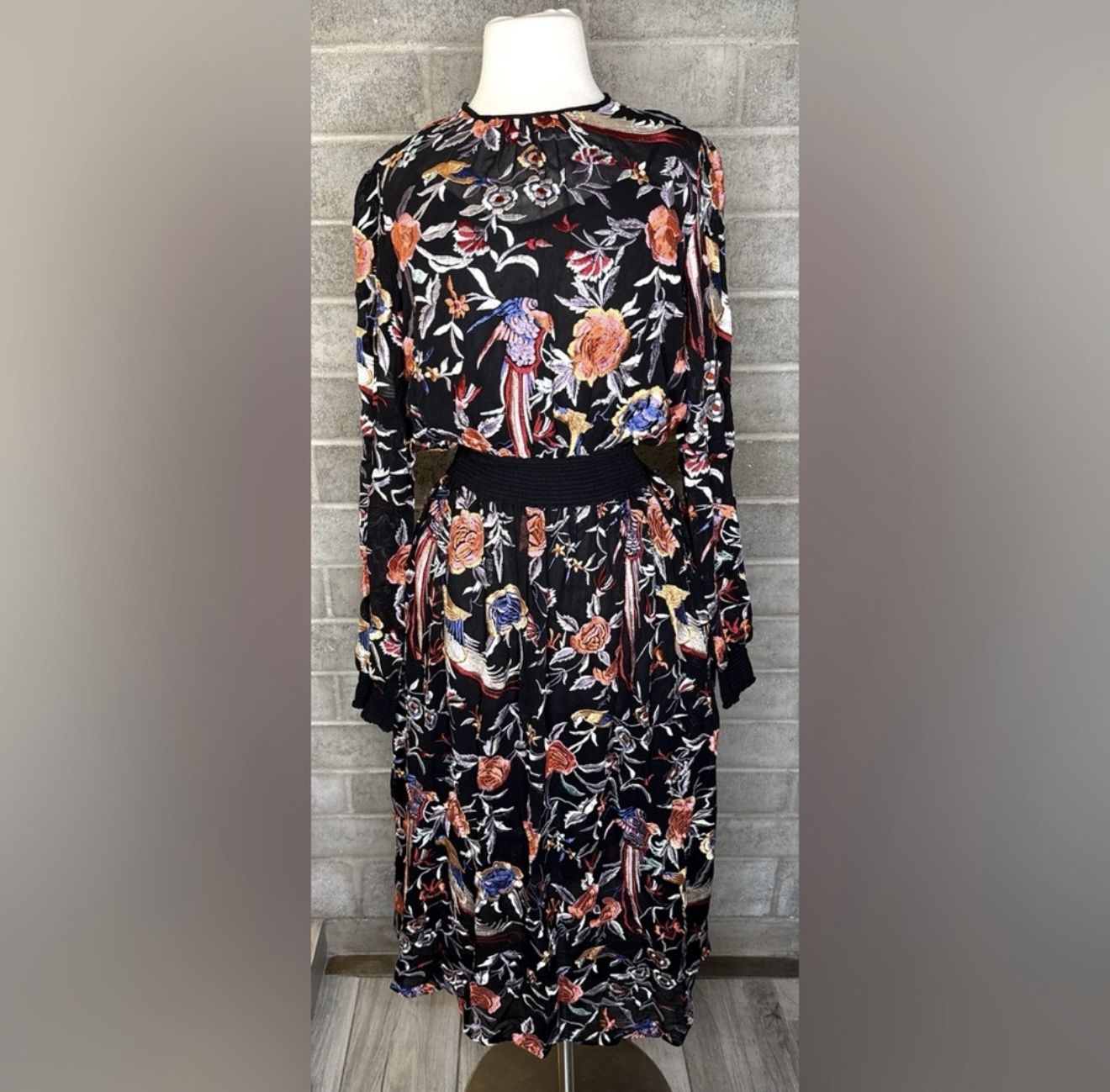 ZARA Woman Embroidered Floral Midi Dress NWT Size Small | Boho Chic Party Dress