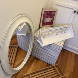 Shabby Chic Mirror & Shelf, French Bathroom Wall Art, Bathroom Caddy 