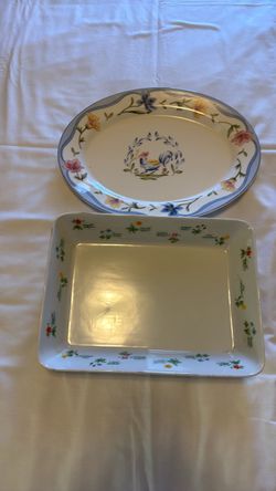 Floral Ceramic Serving Platter and Baking Dish Set