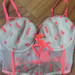 Victoria Secrete Coral Colored Corset 