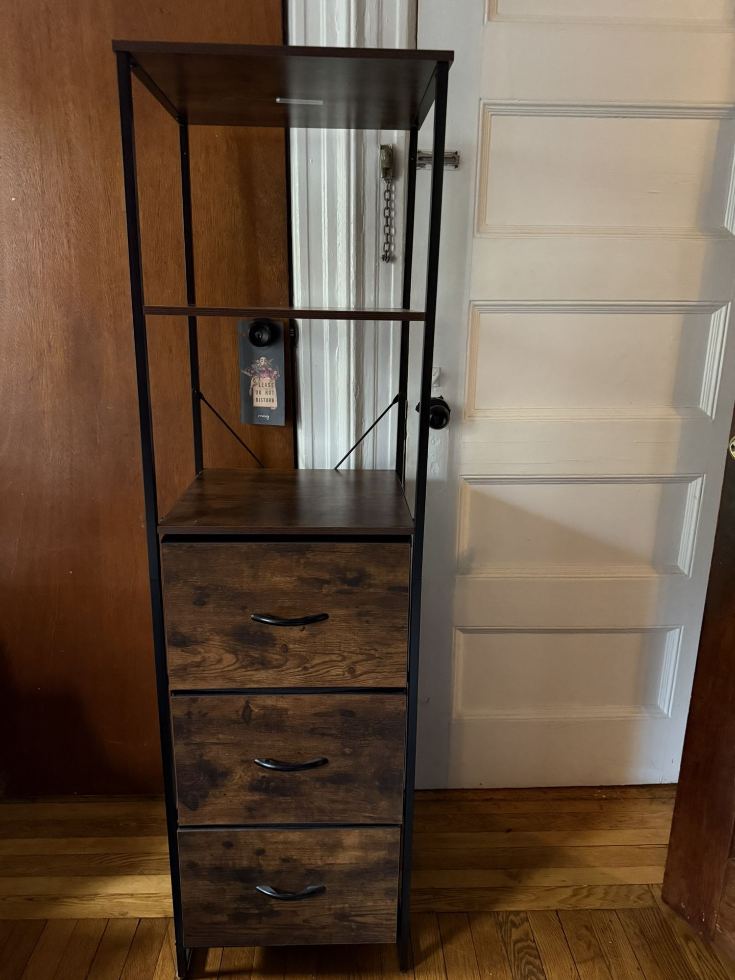 Beautiful Dark Wood & Black Book Shelf (w/ 3 Drawers)