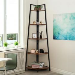 Tall corner shelf, stand. Ladder Corner storage bookshelf.