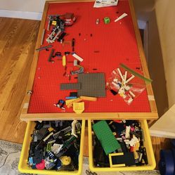 HUGE LEGO Bundle: 16lbs Bricks + Wooden Table + Manuel’s