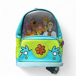 Scooby-Doo! Mystery Inc Mini Backpack Blue Green Faux Leather Zip Adjustable