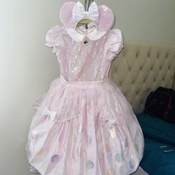 Disguise Girl's Disney 100 Minnie Mouse Dress & Deluxe Ears Pretend Play Costume
