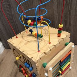 Deluxe Mini Play Cube Wooden  Interactive Activity Center for Children - 5 Sided