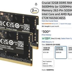 Crucial 32GB DDR RAM Kit 16GBx2