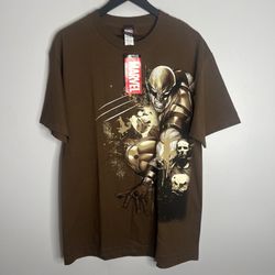 Vintage 2006 Wolverine X-Men Marvel Mad Engine T Shirt Brown Large Y2K NWT