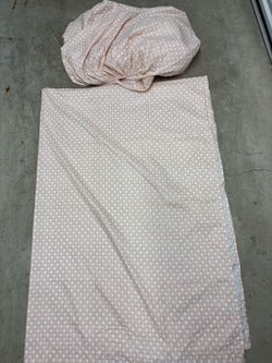 Twin Sheet Set 2-Piece White/Peach Geometric Rectangular Bedroom Bedding