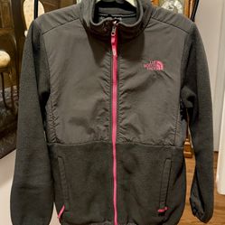 Vintage Y2k The North Face Fleece Zip Jacket Winter Outdoors Grey Pink Girls XL