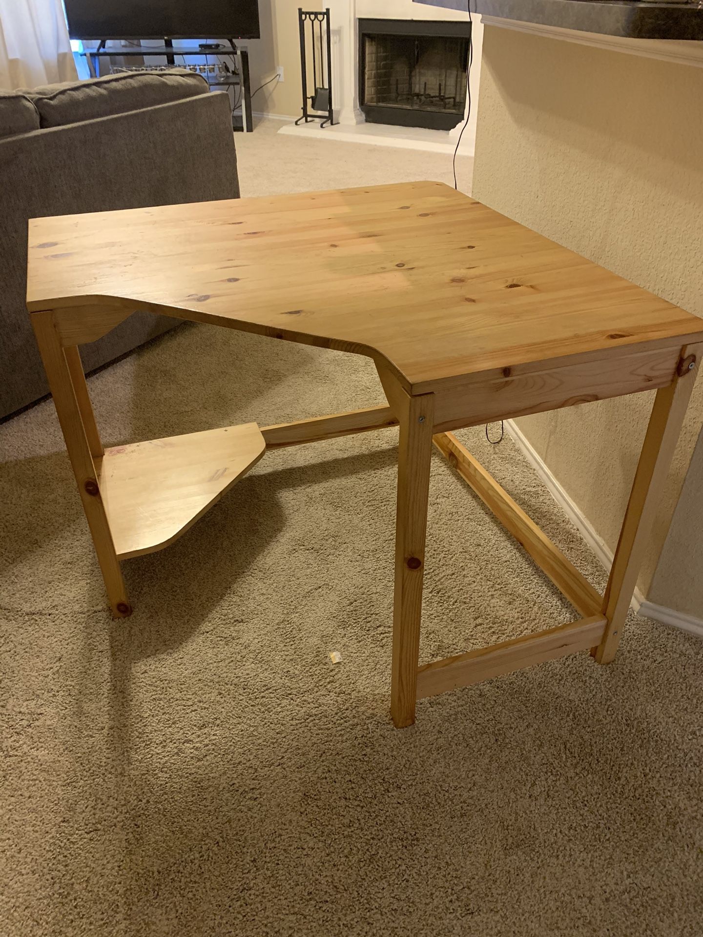 All wood computer desk