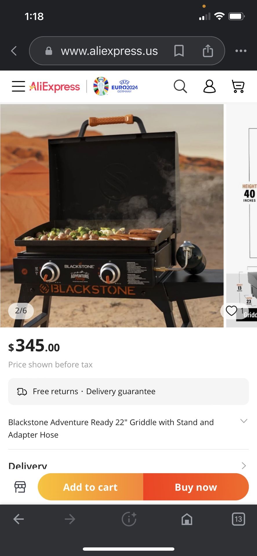Blackstone Adventure Ready 22" Griddle with Hood & Stand