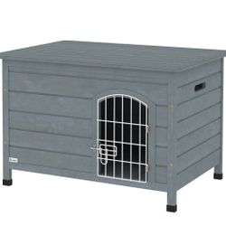 Wooden Decorative Dog Cage/Kennel~NEW~31.5"L~Wire Door, Openable Top, Removable Bottom, Dark Gray