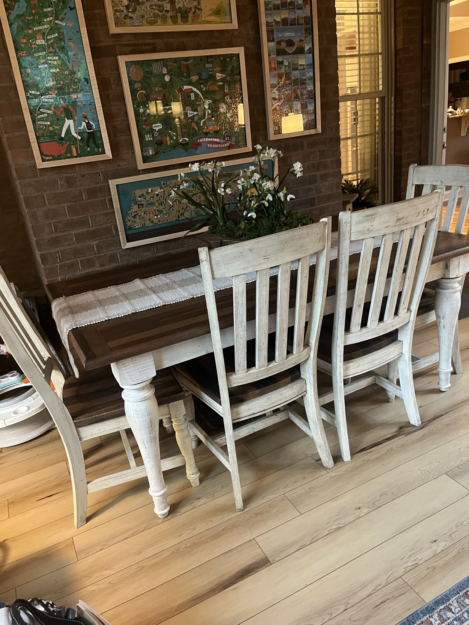 Dining Room Table With 4 Chairs And Bench Seats 8 To 10