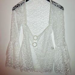 SHEIN White Crochet Swim Coverup