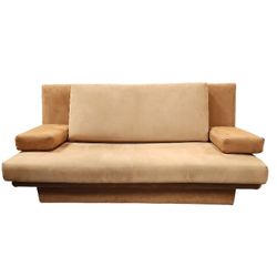 Nice Microfiber Tan/Brown Suede Full Size Futon Sofa Bed