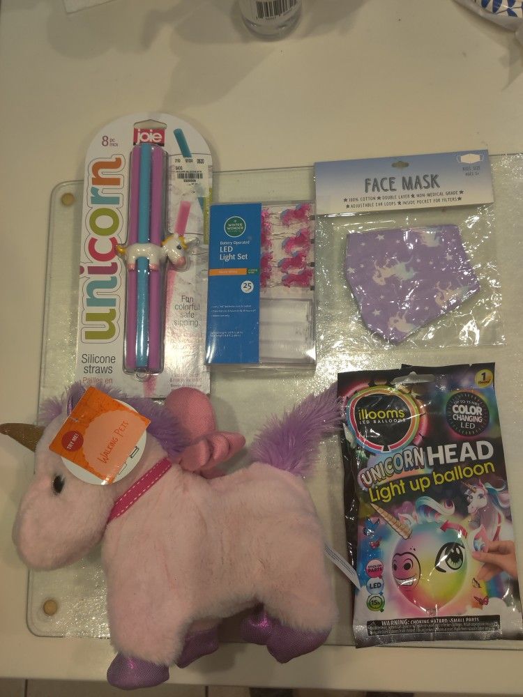 New Walking Unicorn makes horse sounds, Straws, Lights, Etc
