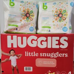 Huggies Size 4.  Diapers 66 Count  And 480 Baby  Wipes
