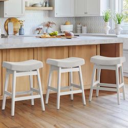 New light Grey Fabric Barstool set of 3