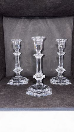 BACCARAT FRANCE HARCOURT VERSAILLES 8”Crystal Candlestick Holders Set of 3
