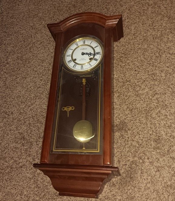 Waltham Key Wind Chime Pendulum Wall Clock