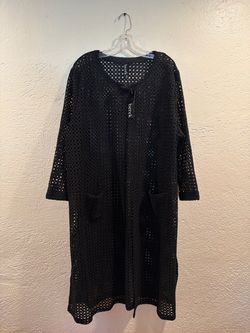 Brand New Berok Black Open-Knit Longline Cardigan