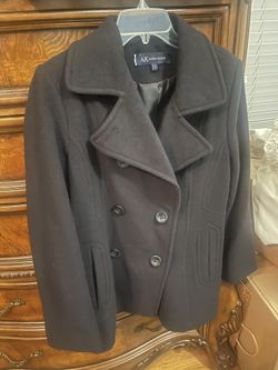 AK Anne Klein Winter Wool  Jacket Pea Coat L Or XL Black
