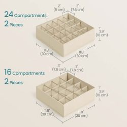 SONGMICS Drawer Closet Organizers Storing Socks Ties Belts Set of 4 - Sand Beige