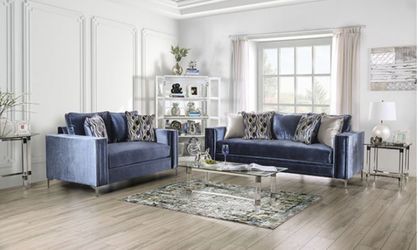 Designer Velvet Silk Sofa & Love Seat Set
