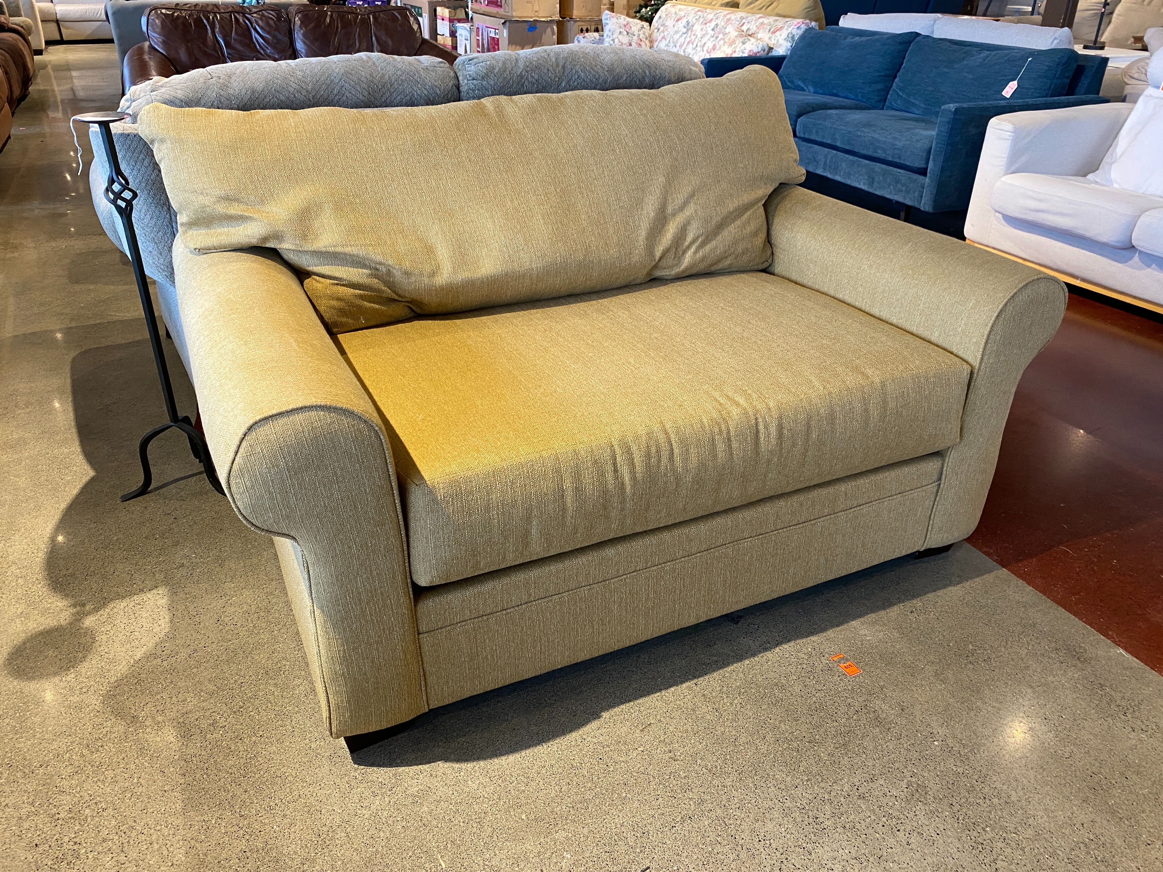 LIVING SPACES Low Mustard One Cushion Loveseat