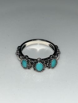 Sterling Silver Band Women's Turquoise Ring Silver Band Women's Jewelry.