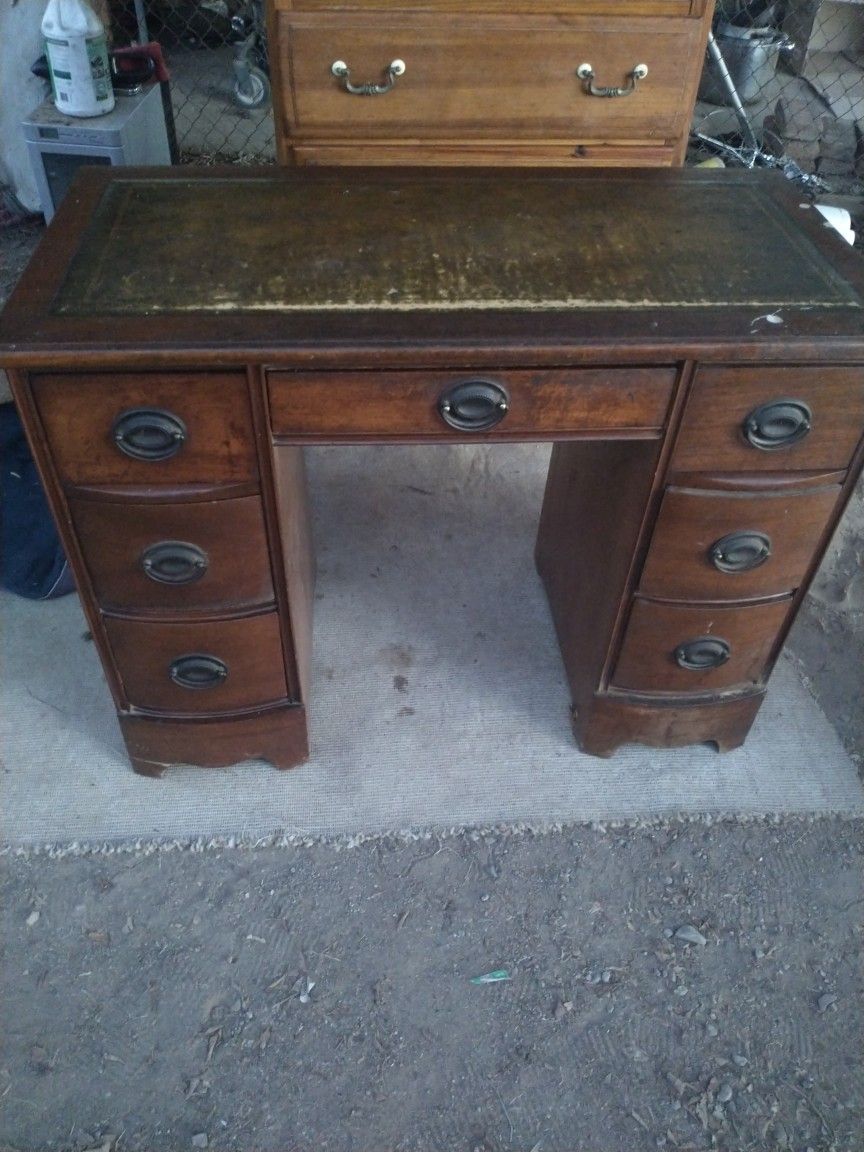 Antique Leather Top Desk