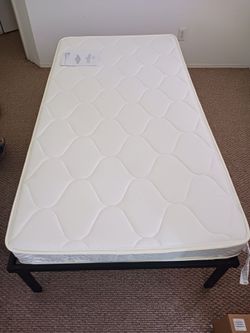 NEW Zinus Twin Mattress + Mainstays Heavy Duty Steel Bed Frame - Never Used