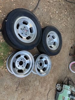 15x7 slotted mags U.S. Mag rims aluminum polished 5x4.75 Chevy GM Chevrolet Camaro Nova Chevelle