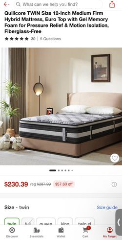 Brand New in sealed box Quilicore Twin 12” Hybrid Mattress – Purchased from Target