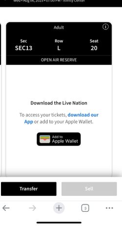 2x Lil Wayne Tickets For Aug 6, 2025