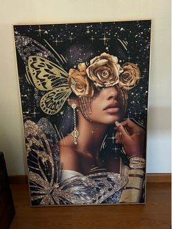 Golden Butterfly Goddess Canvas Glam Women Art, Gallery Wrapped,