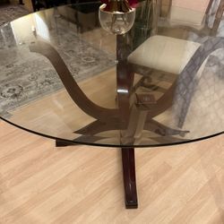 54 Inch Circle Dining Table Set 4 Chairs For Sale