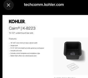 Kohler Cairn K-8223 Undermount Bar Sink