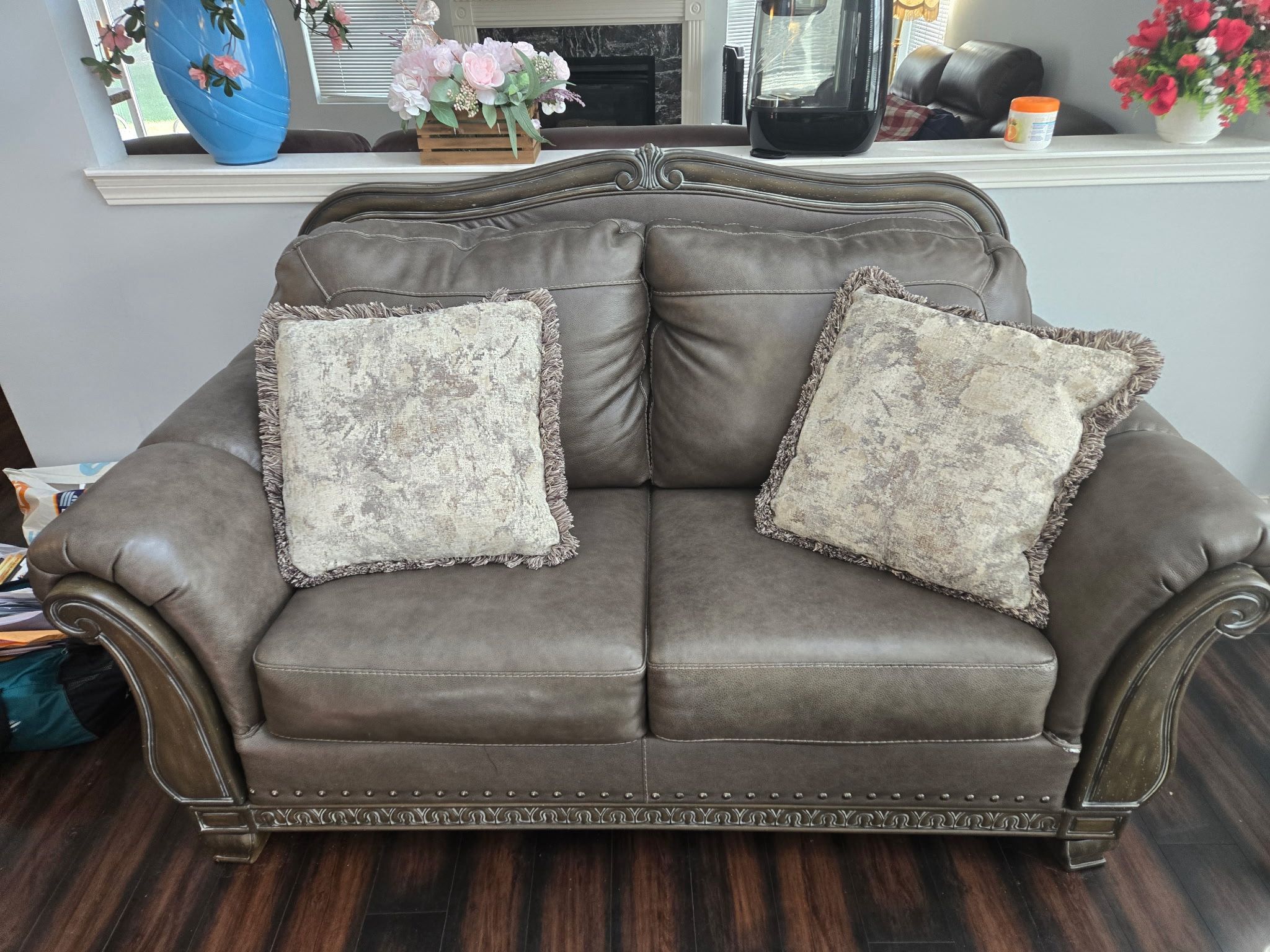 Grey Leather Sofa