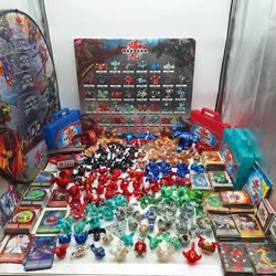 HUGE Bakugan Lot Of 124 Bakugan 238 Cards 211 Metal Cards Display Board & More!