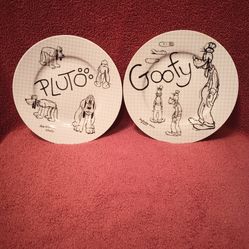 Disney Goofy & Pluto Plates 8" Walt Disney World Sketch Book 2008 Salad Plates